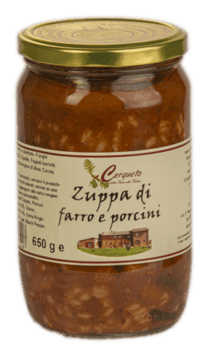 Zuppa di farro e porcini in vaso